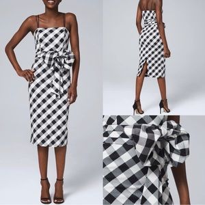NWT White House Black Market Gingham Sheath Dress with Bow Buckle - Size 2